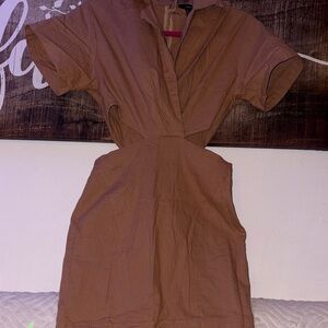 Forever 21 Rust-Brown Cutout Short Sleeve Dress